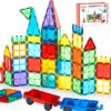 Gemmicc 100-Piece Magnetic Tiles Set – STEM Educational Building Blocks with 2 Cars, Safe ABS Plastic, Magnet Stacking Toys for Kids & Toddlers