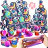 28 Pack Galaxy Slime Valentines Day Cards for Kids - Astronaut Stress Relief Fidget Toys with Gift Boxes for Classroom Exchange & Party Favors
