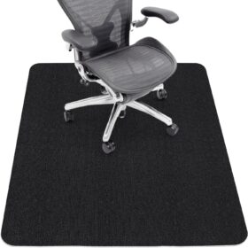 Sycoodeal Premium Non-Slip Office Chair Mat for Hardwood & Tile Floors – 48” x 36” Heavy-Duty TPR Floor Protector, Desk Rug for Home & Business (Pure Black)