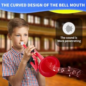 PAMPET Professional ABS Plastic Bb Trumpet – Red Standard Student Brass Instrument with 7C & 3C Mouthpieces