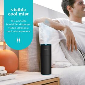 HoMedics TotalComfort Portable Ultrasonic Cool Mist Humidifier with Color-Changing Light – Ideal for Travel, Bedroom, and Office Use (Black)