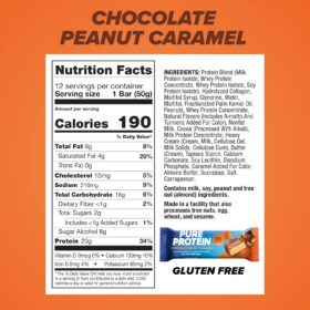 Pure Protein Chocolate Peanut Caramel Bars – High Protein, Low Sugar Snack (12 Count)