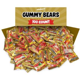 Individually Wrapped Gummy Bears Bulk Pack – 100 Count Assorted Fruit Candy Bags for Parties, Office Snacks, & Piñata Fillers