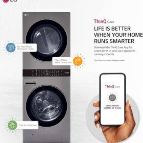 LG WKE100HVA WashTower with Smart Laundry Center - 4.5 Cu. Ft. Washer & 7.4 Cu. Ft. Electric Dryer in Graphite Steel