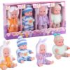 Vueos 4-Piece Mini Baby Doll Set with Clothes – 7 Inch Soft Reborn Nursery Toys for Girls & Toddlers 3+