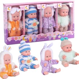 Vueos 4-Piece Mini Baby Doll Set with Clothes – 7 Inch Soft Reborn Nursery Toys for Girls & Toddlers 3+