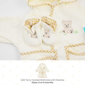 Spasilk 100% Cotton Hooded Terry Bathrobe with Booties - Soft & Absorbent Baby Robe for Bath Time, Spa, or Shower Gift (One Size)