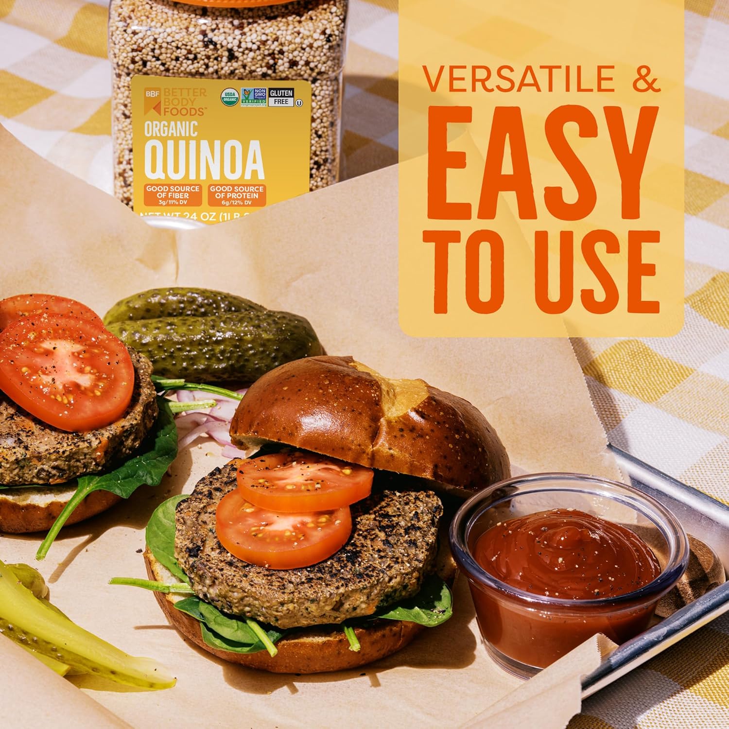 BetterBody Foods Organic Quinoa – 24 Oz (1.5 lb) – USDA Certified, Gluten Free, Non-GMO, Vegan Complete Protein Rice Alternative