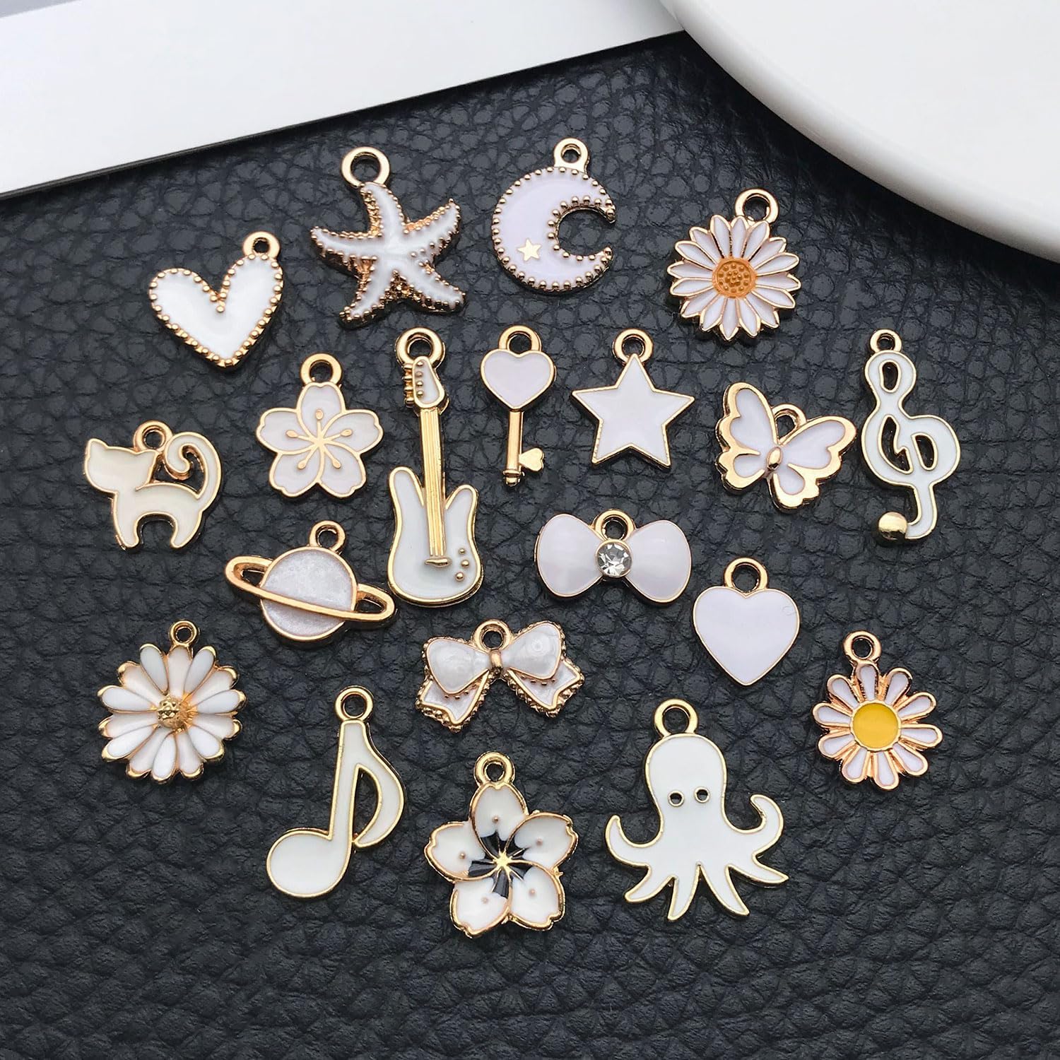 WOCRAFT 40-Piece Enamel Charms Kit – Assorted DIY Jewelry Making Charms for Bracelets, Necklaces, Earrings & Keychains (White Base)