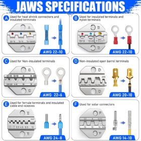 Professional Ratchet Wire Crimping Tool Kit with 6 Interchangeable Dies – Heavy Duty Terminal Crimper for Solar Connectors, Heat Shrink, and Open Barrel Terminals