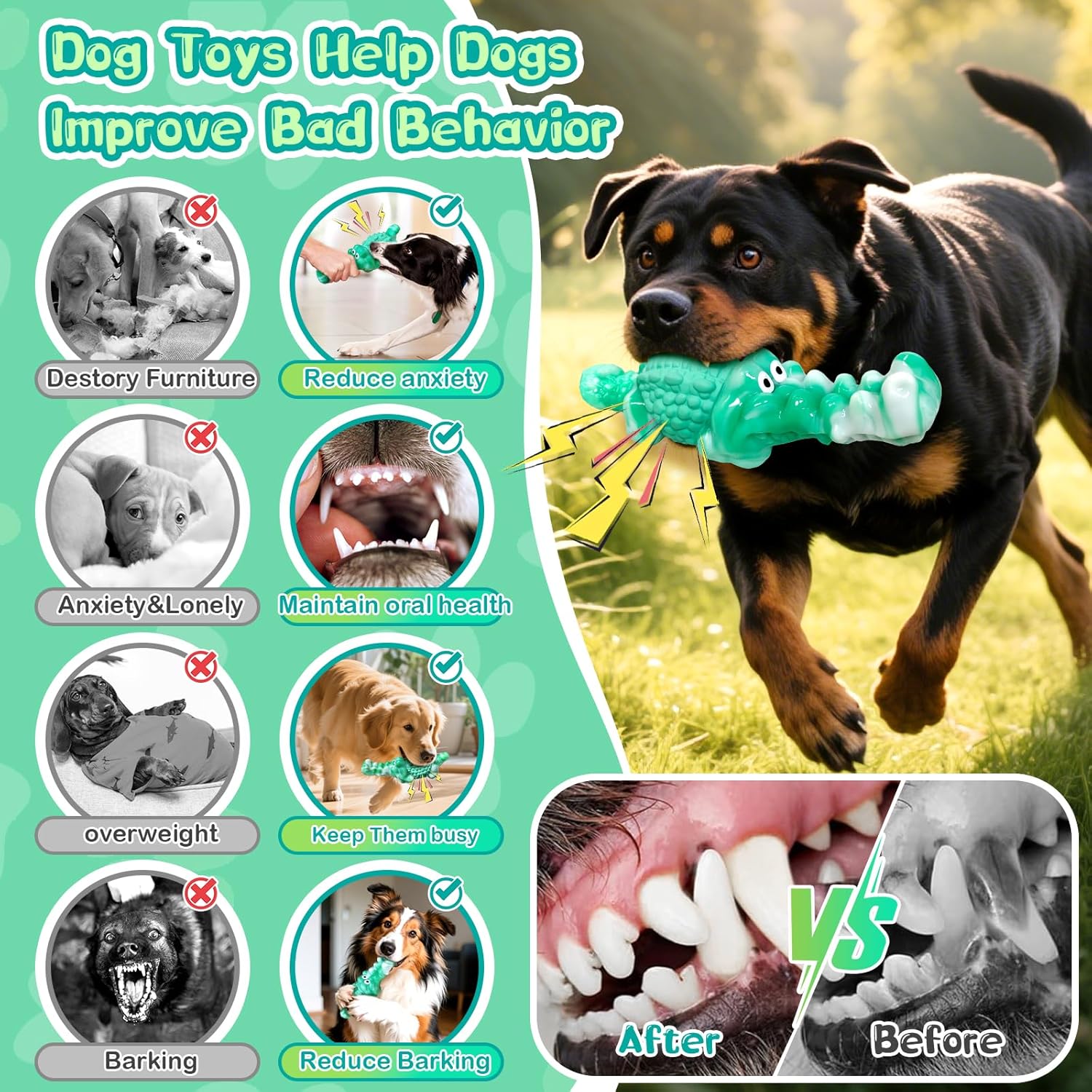 BellaWagg Tough Squeaky Alligator Dog Toy – Durable Nylon & Rubber Chew Toy for Aggressive Chewers – Teeth Cleaning, Stress Relief & Interactive Play for Medium to Large Breeds
