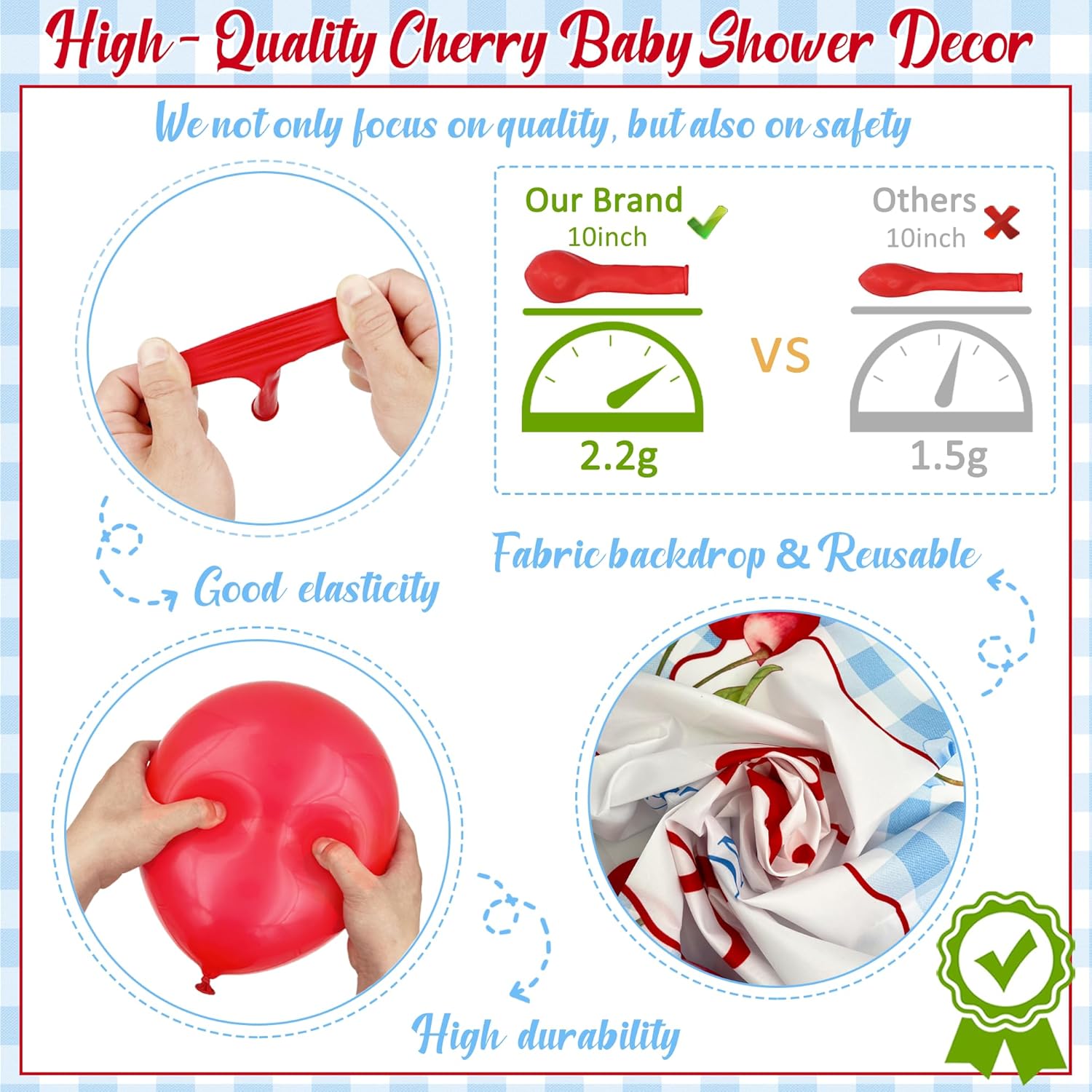 142-Piece Cherry Baby Shower Decorations Kit - 'Little Cherry On Top' Party Set with Balloon Boxes, Garland Arch & Backdrop for Boys or Girls
