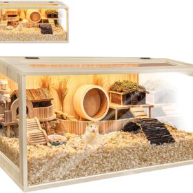 Prolee 40-Inch Wooden Hamster & Guinea Pig Cage – Chew-Proof Habitat with Transparent Acrylic Top & Deep Bedding Design