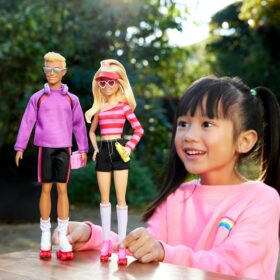 Barbie 65th Anniversary Roller-Skating Doll Set with Ken & 6 Accessories