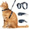Escape Proof Cat Harness and Leash Set - 3-in-1 Adjustable Kitten Vest with Soft Nylon Mesh, Lightweight & Safe for Walking & Travel (Black)