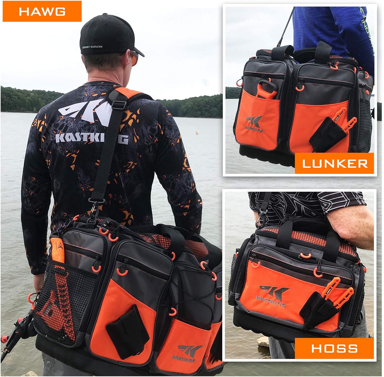 KastKing Waterproof Fishing Tackle Bag - Heavy Duty Saltwater Resistant Gear Organizer with 3600/3700 Tray Storage