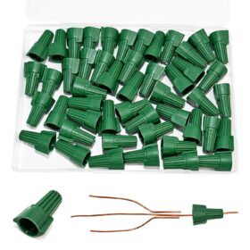 50-Pack UL Listed Winged Ground Wire Connectors – Spring-Loaded Wire Nuts with Ground Hole (14-10 AWG) for Electrical Wiring