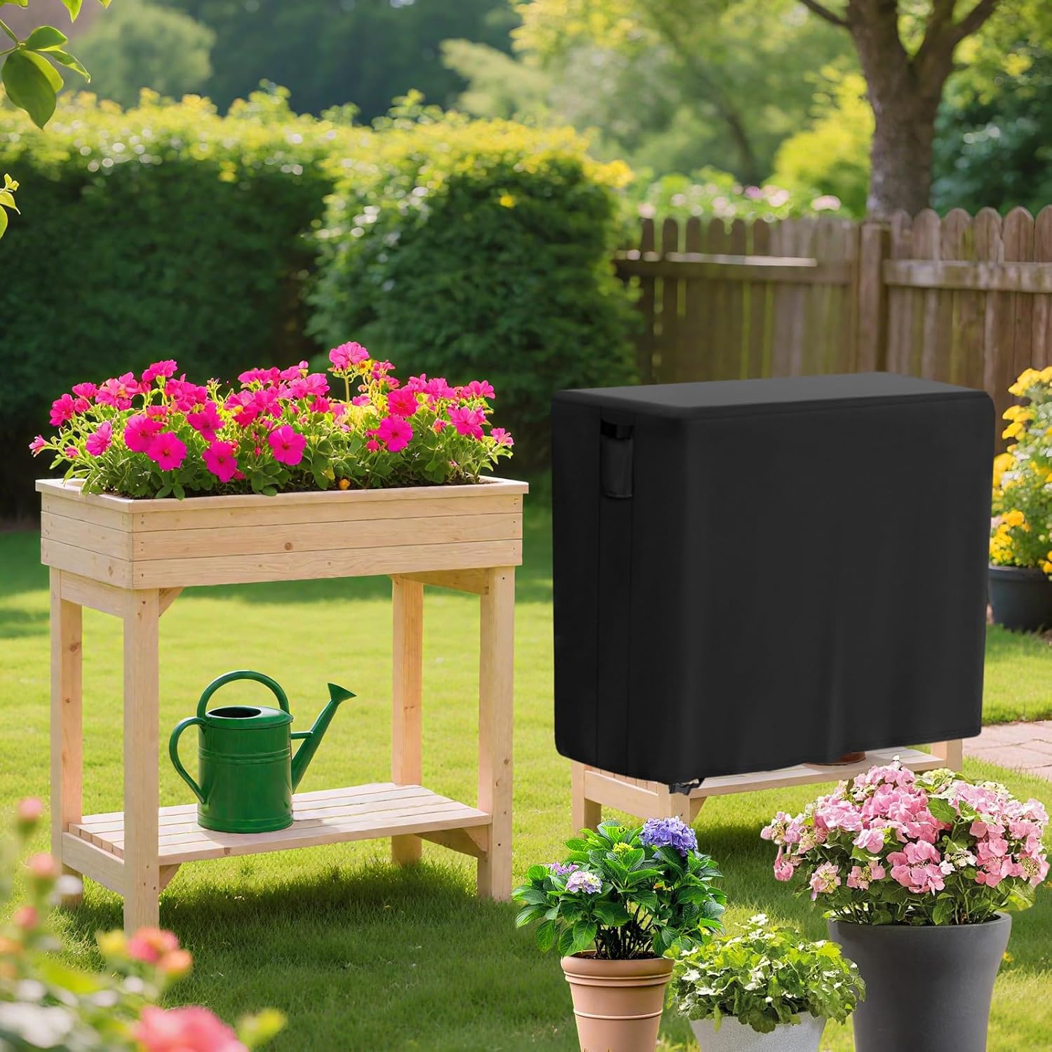 Waterproof Raised Garden Bed Cover – Heavy Duty Outdoor Planter Box Cover with Air Vents & Drawstring – 48" x 24" x 30" All-Weather Protection