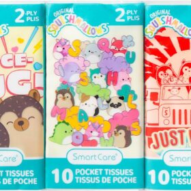 Smart Care Squishmallows Pocket Tissues – Ultra-Soft 2-Ply Facial Tissues, Portable 6-Pack Travel Pack – Cute & Absorbent On-the-Go Essential for Kids & Adults