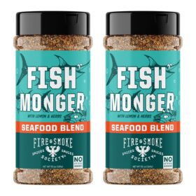 Fire & Smoke Society Fish Monger Seasoning (2-Pack) | Gourmet Citrus & Herb Seafood Rub for Salmon, Snapper, Tuna, & Shrimp | All-Natural, Gluten-Free, Keto-Friendly BBQ Spice Blend