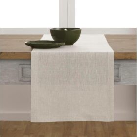 Solino Home Athena 100% Pure European Flax Linen Table Runner - 14 x 132 Inch Light Natural Rectangular Dining Table Cover - OEKO-TEX Certified Handcrafted Home Decor for Weddings, Spring & Easter
