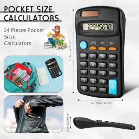 Flutesan 24-Pack Pocket Calculators – Solar & Battery Powered 8-Digit Basic Handheld Calculators for Students, Office, and Classroom