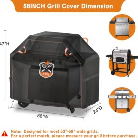 Premium 58 Inch Heavy Duty BBQ Grill Cover – Waterproof, UV Resistant & Windproof Universal Fit for Gas, Charcoal & Pellet Grills