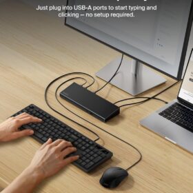 Belkin Connect Wired Keyboard and Mouse Combo – Full-Size USB-A Set with Spill-Resistant Design, Ergonomic Mouse, and Multimedia Keys for Windows PC/Laptop – Black