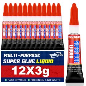 Super Glue 12-Pack (3g) - Instant Bond Clear Cyanoacrylate Adhesive for Wood, Metal, Plastic, Leather & DIY Crafts