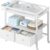 BOLUO Baby Changing Table with Drawers – Modern White Nursery Dresser & Diaper Station with Wheels and Storage Shelf