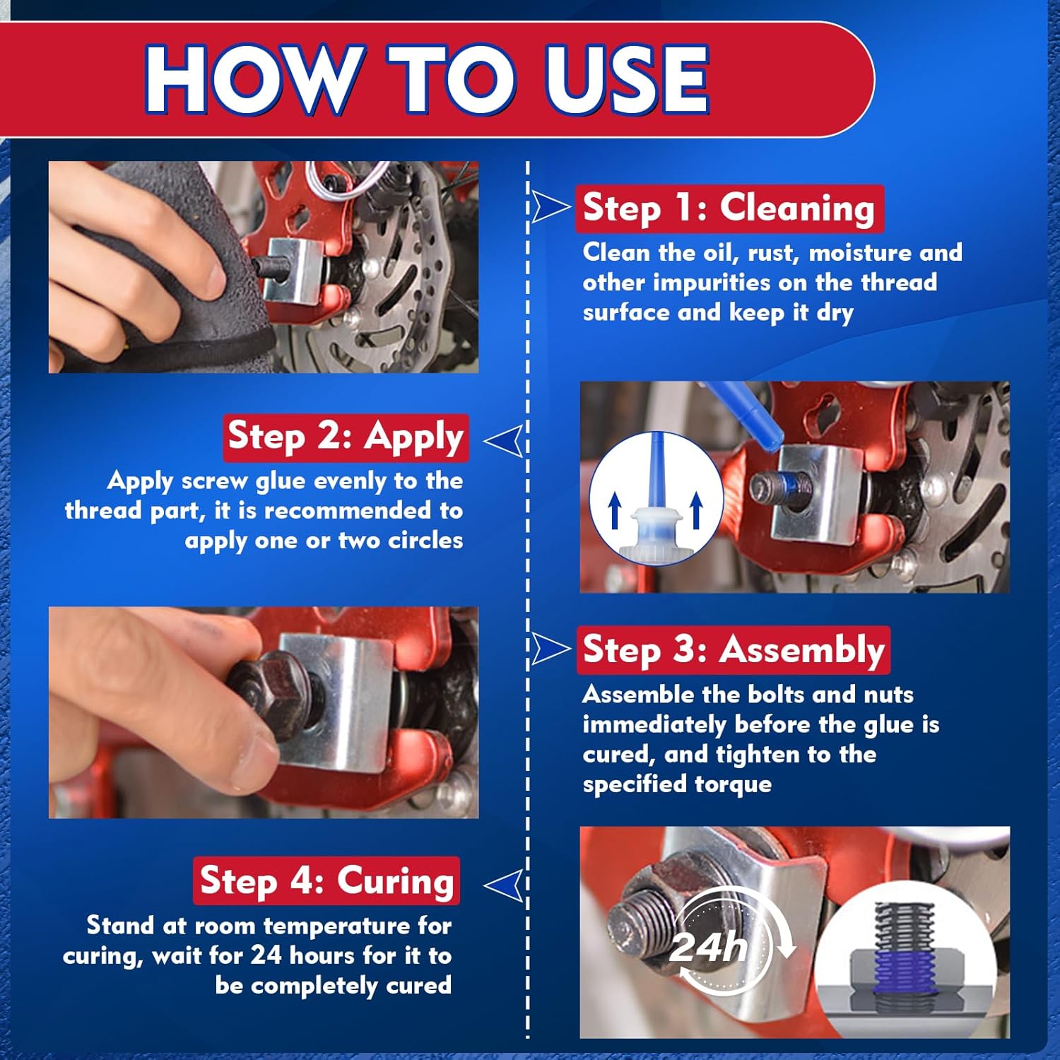 Dual Strength Threadlocker Set (50ml) – Blue Medium & Red High Strength Thread Lock Adhesive for Nuts, Bolts, and Fasteners – Resistant to Vibration, Leakage, and Corrosion