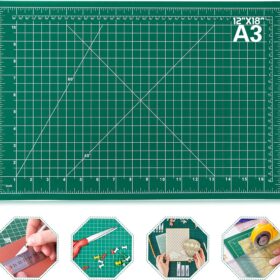 ANEZUS Self-Healing Cutting Mat 12x18 Inch - Double Sided 5-Ply Rotary Cutting Board with Grid Lines for Fabric, Quilting, Sewing, and Crafts