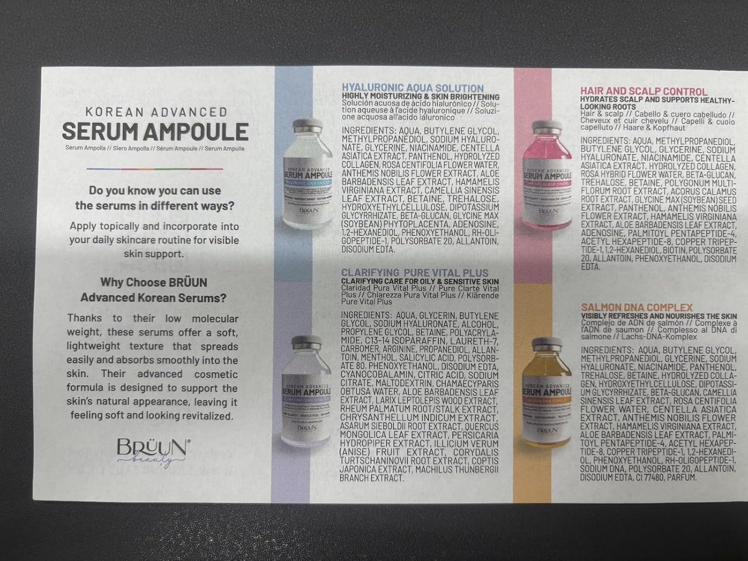 BRÜUN HS Korean Hair Growth Serum – Scalp Ampoule Booster with Biotin & Peptides for Hair Regrowth & Thicker Hair – 1.18 fl oz