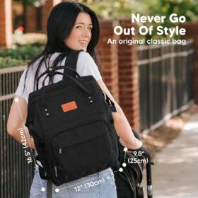 KeaBabies Diaper Bag Backpack with Changing Pad – Waterproof, Unisex Travel Nursery Bag for Mom & Dad (Trendy Black)
