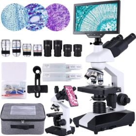 7" HD Digital Compound Microscope with Trinocular Head – 40X-5000X Magnification, Dual-Stage Mechanical & LED Illumination for Professional Lab Use