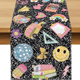 Composition Notebook Table Runner - 13x72 Inch Back to School Party Decor, Teacher Appreciation Week Classroom & Home Dining Table Decoration