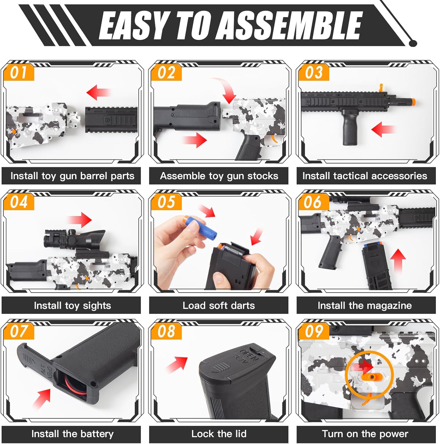 Electric Sniper Rifle Toy Gun Kit with Scope – Semi-Automatic Foam Blaster with 120 Darts, 3 Magazines & Tactical Accessories – Outdoor Shooting Game Set for Boys & Girls