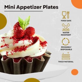 Premium 2.4 Inch Mini Dessert Plates – 120 Count White Disposable Appetizer & Cake Server Plates – BPA Free Small Plastic Party Dishes for Weddings, Catering & Tastings