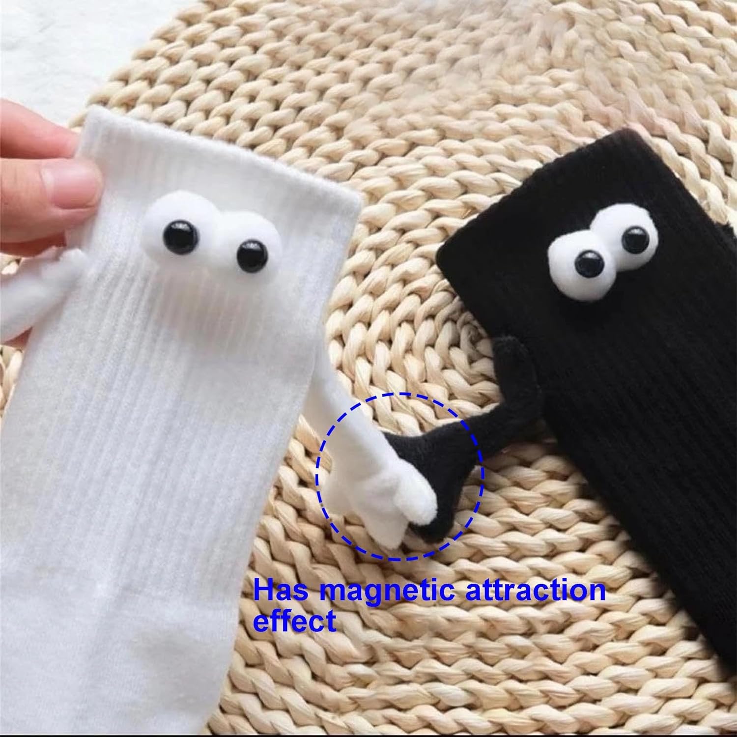 Magnetic Holding Hands Socks for Couples - 2 Pair Pack of Novelty 'Holding Hands' Funny Socks - Unique Romantic, Wedding, Engagement, or Best Friend Gift for Men & Women