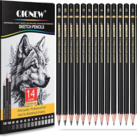 Professional Sketching Pencil Set - 14 Pack Graphite Drawing Pencils (12B-5H), Premium Art Supplies for Sketching, Shading & Drawing - Ideal for Beginners & Artists