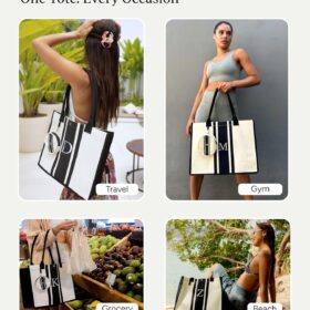 LEAFICO Initial Canvas Tote Bag – Personalized Monogram Shoulder Handbag | Unique Letter Print Gift for Women, Bridesmaids, & Birthdays