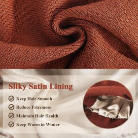 Reeooue Satin Lined Winter Beanie - Premium Knit Skull Cap for Hair Protection & Warmth