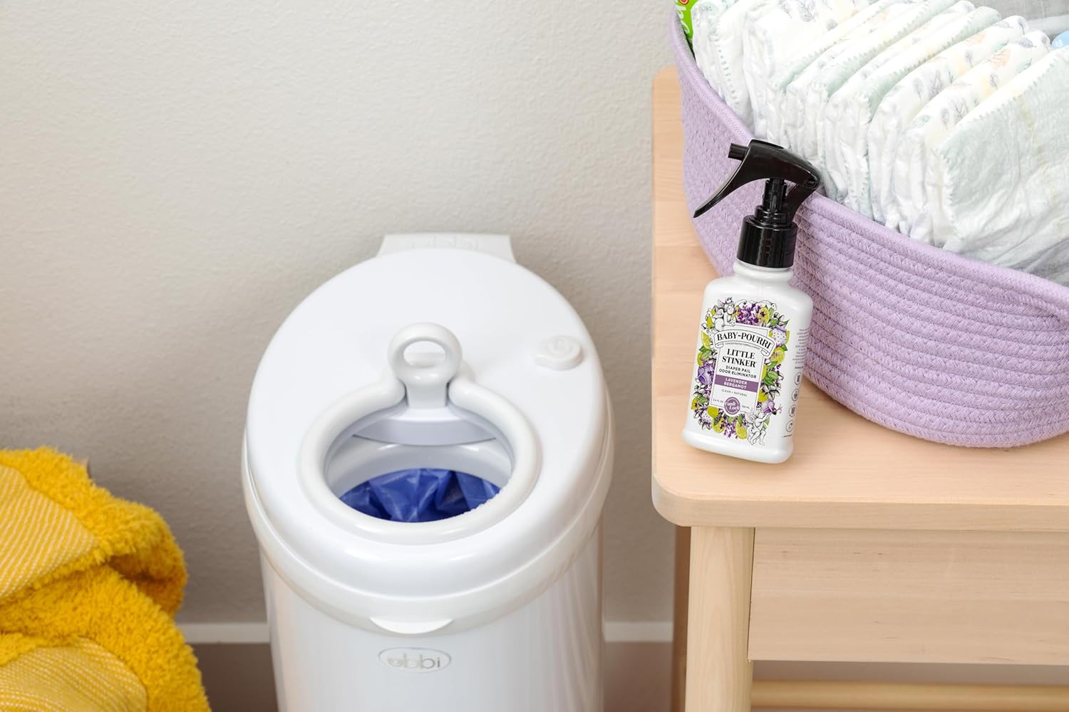 Baby-Pourri Little Stinker Nursery Odor Eliminator Spray – 3.4 Fl Oz Diaper Pail Deodorizer with Essential Oils (Lavender, Vanilla & Bergamot) – Up to 150 Uses