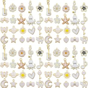 WOCRAFT 40-Piece Enamel Charms Kit – Assorted DIY Jewelry Making Charms for Bracelets, Necklaces, Earrings & Keychains (White Base)