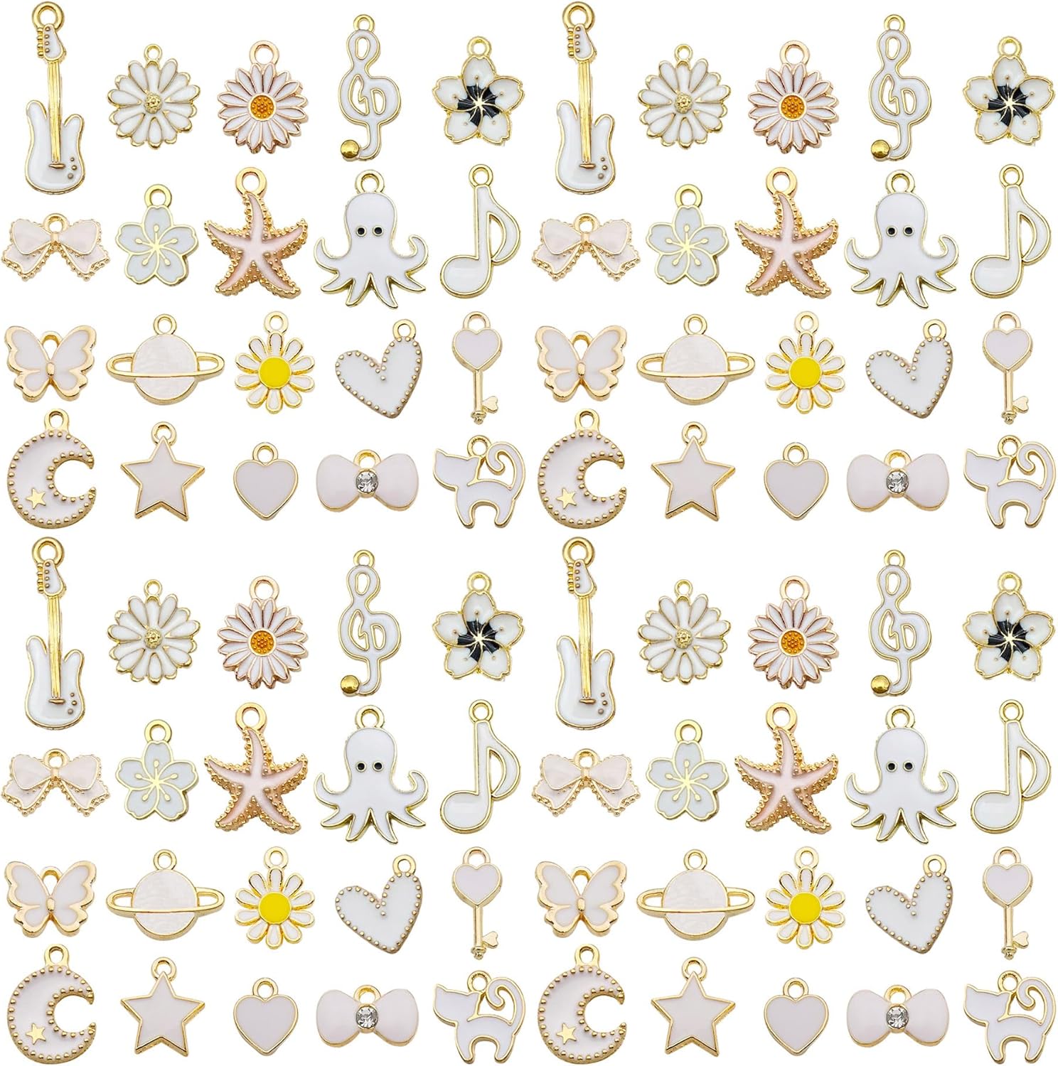 WOCRAFT 40-Piece Enamel Charms Kit – Assorted DIY Jewelry Making Charms for Bracelets, Necklaces, Earrings & Keychains (White Base)