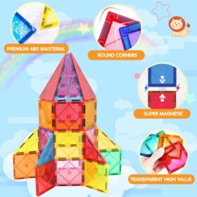 Magnetic Tiles Building Blocks Set – STEM Educational Construction Toys for Toddlers & Kids (Ages 3-8)