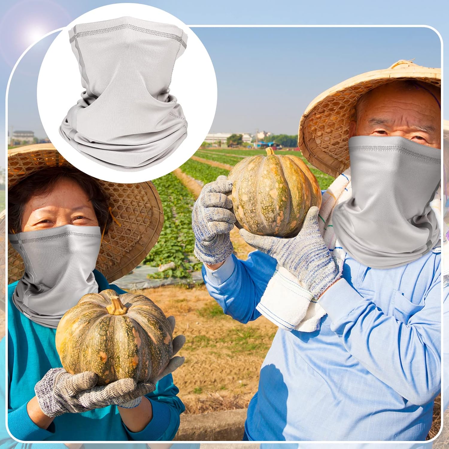 SATINIOR High Visibility Hard Hat Sun Shade & Neck Gaiter Set – Reflective Safety Helmet Accessories for Cooling Neck Protection (Dusty Grey)