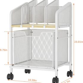 Mobile Vertical File Cabinet with Lockable Casters & Adjustable Storage Drawers – White