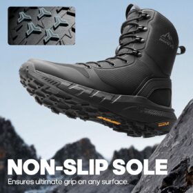 NORTIV 8 Men's Military Tactical Boots - Lightweight, Breathable & Waterproof Motorcycle, Combat & Hiking Footwork with Side Zipper