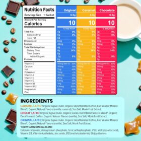 Kiid Coffee Single Serve Sampler – 99.9% Caffeine-Free Organic Coffee for Kids – Variety 3-Pack (Original, Choco', Caramel) – 12 Vitamins & Minerals, 0g Sugar, Non-GMO, Vegan – 9 Instant Stick Packs